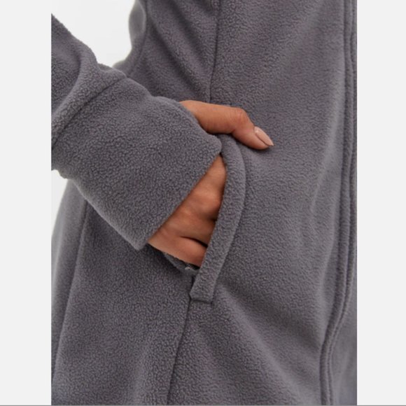 BENCH Polar Fleece Long Zip Up Gray Jacket - Picture 5 of 15